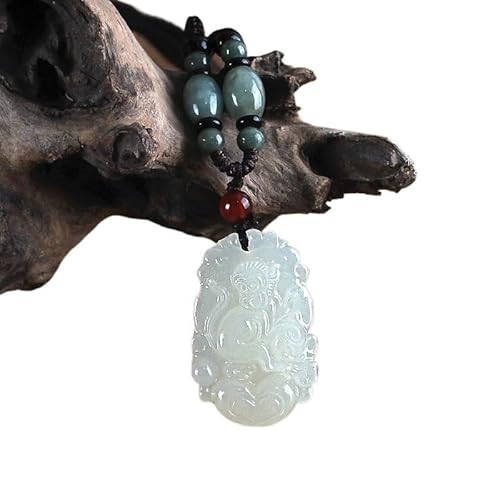 HUFFA Antike Halskette mit Anhänger aus afghanischer Jade – Lange Pulloverkette for Damen und Herren(AfghanMonkeyJade) von HUFFA