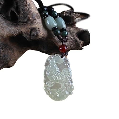 HUFFA Antike Halskette mit Anhänger aus afghanischer Jade – Lange Pulloverkette for Damen und Herren(ChickenAfghanJade) von HUFFA