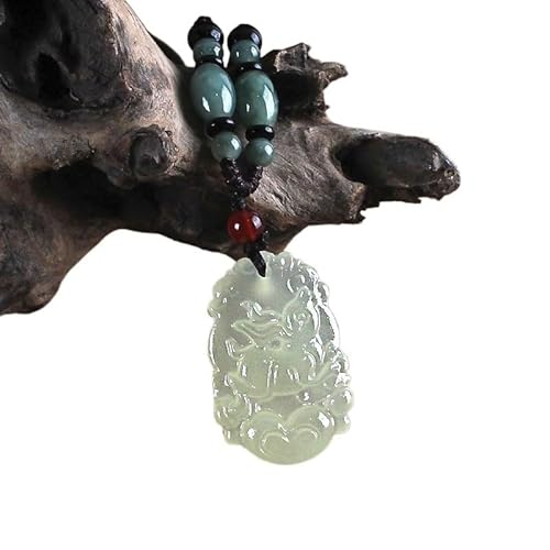 HUFFA Antike Halskette mit Anhänger aus afghanischer Jade – Lange Pulloverkette for Damen und Herren(RabbitAfghanJade) von HUFFA