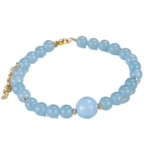 HUFFA Blaues Chalcedon-Perlenarmband for Damen – Elegantes Set aus Halskette und Armband aus blauem Chalcedon(Bluechalcedonybracelet) von HUFFA