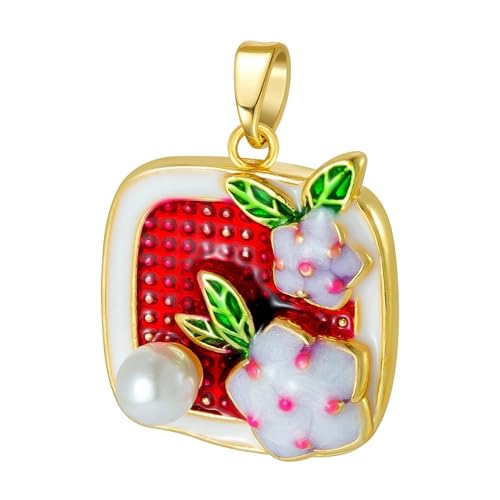 HUFFA Blumenanhänger aus Emaille im chinesischen Stil mit Kunstperlen – Elegantes Ölgemälde-Design for Modeaccessoires(T1958) von HUFFA