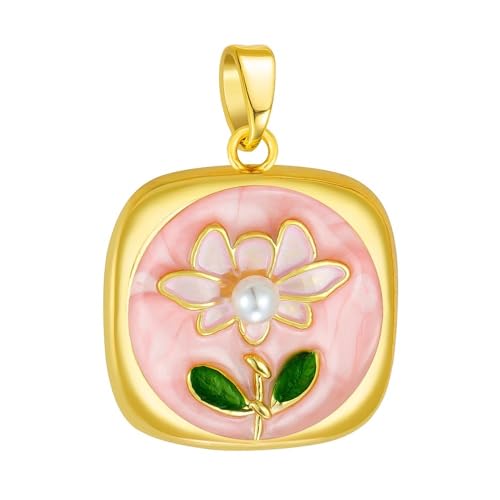 HUFFA Blumenanhänger aus Emaille im chinesischen Stil mit Kunstperlen – Elegantes Ölgemälde-Design for Modeaccessoires(T1965) von HUFFA