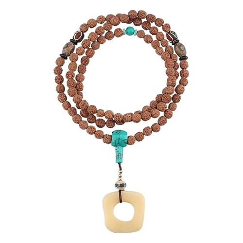 HUFFA Bodhi-Halskette im Vintage-Ethno-Stil for Männer und Frauen – Wollkette mit langem Perlenanhänger von HUFFA