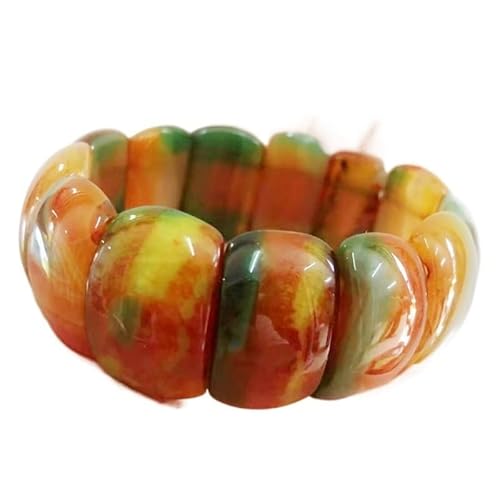 HUFFA Buntes, zweireihiges, handgefertigtes Kristallarmband aus Pfauenachat – Schmuck aus natürlichem Edelstein for Frauen von HUFFA