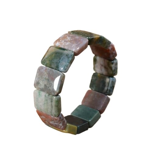 HUFFA Buntes indisches Achat-Radiant-Armband aus handgefertigtem Wassergras-Achat – Jade-Schmuck mit vielen Schätzen(SquareHandCard) von HUFFA