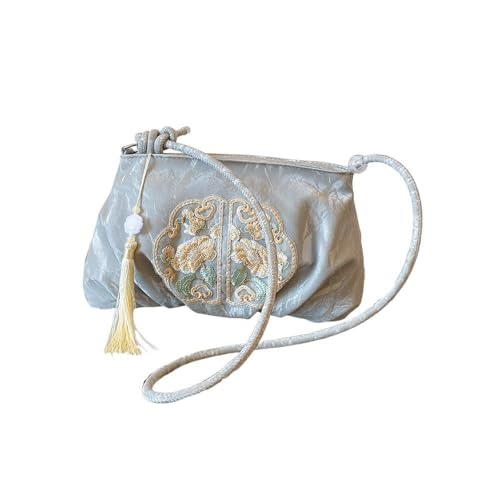 HUFFA Große Kapazität, weiche Stickerei-Schultertasche im chinesischen Stil for Damen(Silver) von HUFFA