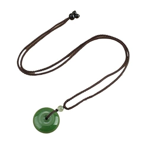 HUFFA Grüne Vintage-Halskette mit Anhänger for Damen – Lange Wollkette mit sicherem Schnallendesign(DarkGreen) von HUFFA