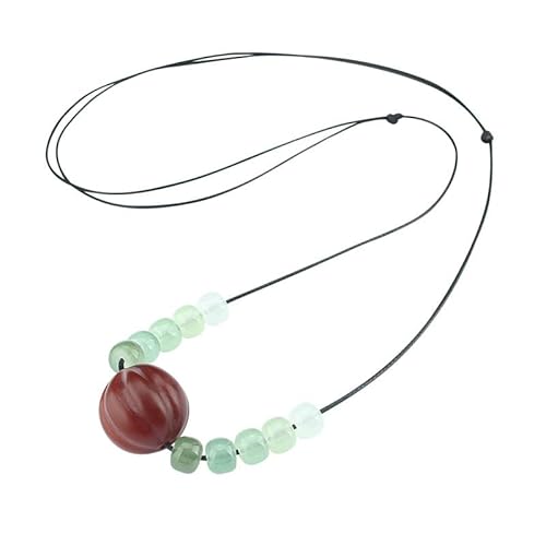 HUFFA Halskette mit Onyx-Kürbisperlen in Farbverlauf – Lange, verstellbare Wollkette for Damen von HUFFA