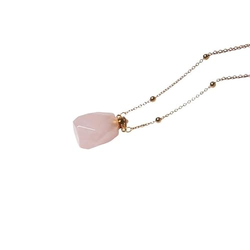 HUFFA Halskette mit Parfümflasche aus natürlichem Kristall – eleganter hohler Anhänger for Frauen, Schmuck mit ätherischen Ölen(Pinkcrystallattice) von HUFFA