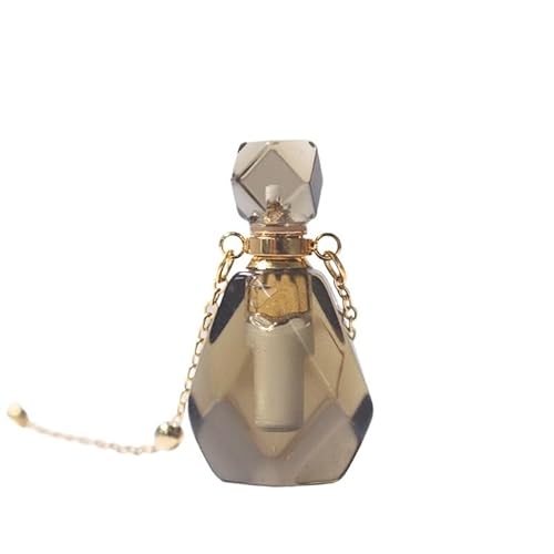 HUFFA Halskette mit Parfümflasche aus natürlichem Kristall – eleganter hohler Anhänger for Frauen, Schmuck mit ätherischen Ölen(TeaCrystalPlaid) von HUFFA