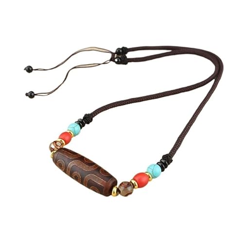 HUFFA Halskette mit Perlenanhänger im Retro-Ethno-Stil – Vintage-Pulloverkette aus Achat for Damen(Oldnine) von HUFFA