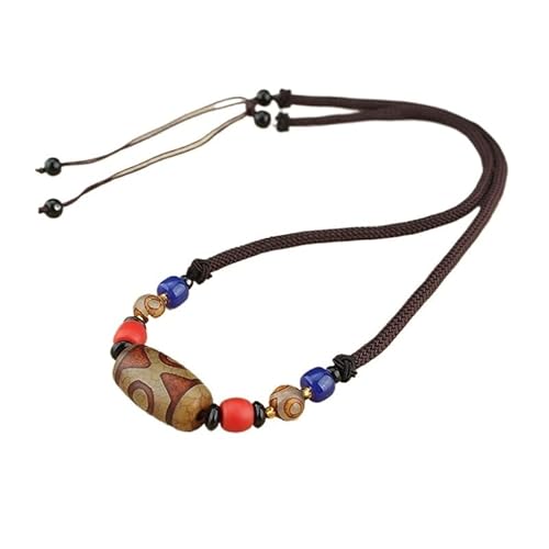 HUFFA Halskette mit Perlenanhänger im Retro-Ethno-Stil – Vintage-Pulloverkette aus Achat for Damen(Oldthree) von HUFFA