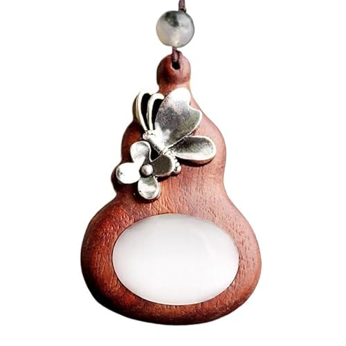 HUFFA Halskette mit Sandelholz-Anhänger im Vintage-Ethno-Stil for Damen – langes dekoratives Schmuck-Accessoire(Flowergourd) von HUFFA