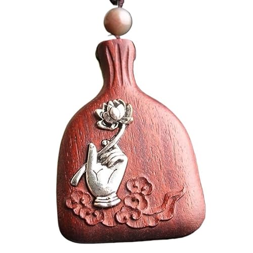 HUFFA Halskette mit Sandelholz-Anhänger im Vintage-Ethno-Stil for Damen – langes dekoratives Schmuck-Accessoire(Pudusentientbeings) von HUFFA