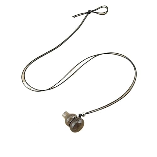 HUFFA Halskette mit Tigerauge-Stein-Kürbis-Anhänger for Damen | Lange Wollkette als Zubehör(Grey) von HUFFA