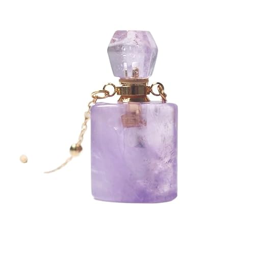 HUFFA Halskette mit natürlichem Amethyst-Parfüm und ätherischem Öl – Kristallanhänger for Damen in hohler Zinnoberflasche(AmethystSquare) von HUFFA