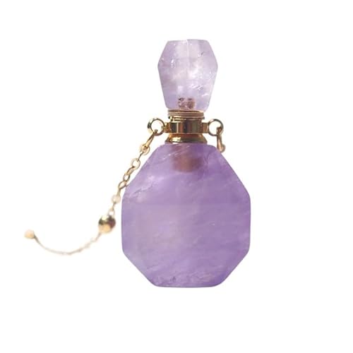 HUFFA Halskette mit natürlichem Amethyst-Parfüm und ätherischem Öl – Kristallanhänger for Damen in hohler Zinnoberflasche(AmethystWideEdition) von HUFFA