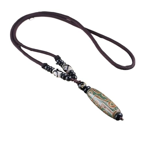 HUFFA Halskette mit tibetischen Achatperlen im Ethno-Stil – einzigartige Pulloverkette for Damen, modischer Accessoire-Anhänger(Cyannine) von HUFFA