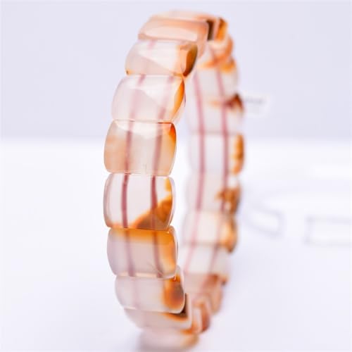 HUFFA Handgefertigtes Armband aus Naturstein, rotem Holz und Tigerauge for Männer und Frauen | Einzigartiger Schmuck im Bohème-Stil(Agatesquarehandsign10*14mm) von HUFFA