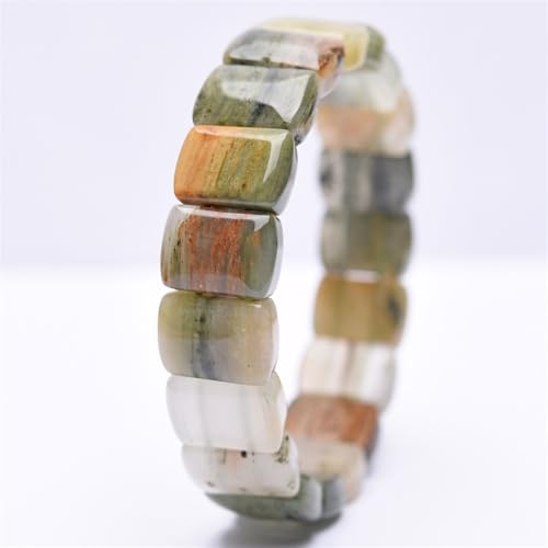 HUFFA Handgefertigtes Armband aus Naturstein, rotem Holz und Tigerauge for Männer und Frauen | Einzigartiger Schmuck im Bohème-Stil(Ghostagatehandcard10*14mm) von HUFFA