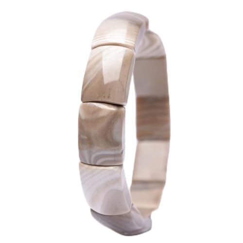 HUFFA Handgefertigtes Armband aus Naturstein, rotem Holz und Tigerauge for Männer und Frauen | Einzigartiger Schmuck im Bohème-Stil(Polishpicturestone13*18mm) von HUFFA