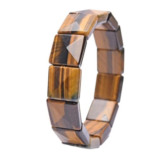 HUFFA Handgefertigtes Armband aus Naturstein, rotem Holz und Tigerauge for Männer und Frauen | Einzigartiger Schmuck im Bohème-Stil(Yellow16*16mm) von HUFFA