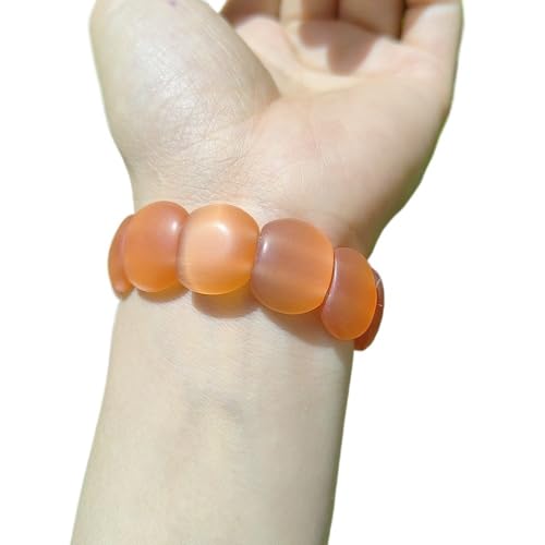 HUFFA Handgefertigtes Armband aus elastischem Seil mit blumenfarbener Glasur for Selbermachen for Damen – stilvoller und einzigartiger Schmuck(17 * 13mm orange) von HUFFA