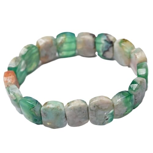 HUFFA Handgefertigtes quadratisches Armband aus grünem Kirschblüten-Achat – Einzigartiger Schmuck for Frauen von HUFFA