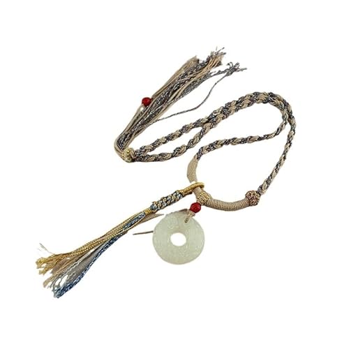 HUFFA Jade-Anhänger-Halskette im Ethno-Stil for Damen | Lange Pulloverkette mit chinesischem Retro-Design | Sicherheitsschnallen-Ornamente(Blue) von HUFFA