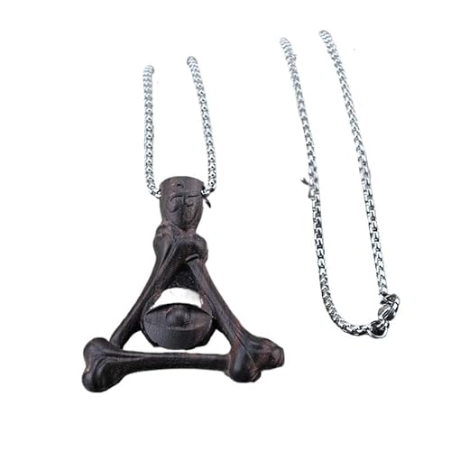 HUFFA Lange Halskette for Damen im Retro-Ethno-Stil – Pulloverkette mit Ebenholzblättern(Devil'sEyePterisTitanium) von HUFFA