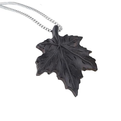 HUFFA Lange Halskette for Damen im Retro-Ethno-Stil – Pulloverkette mit Ebenholzblättern(Leavespurplesandal) von HUFFA