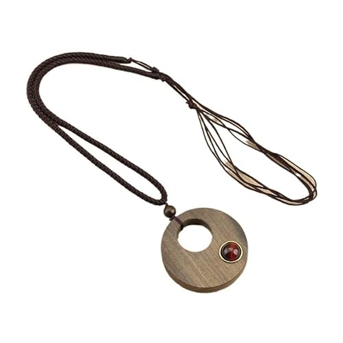 HUFFA Lange runde Holzkette for Damen – Stilvolles Pulloverketten-Schmuckaccessoire(Heart-shapedround) von HUFFA