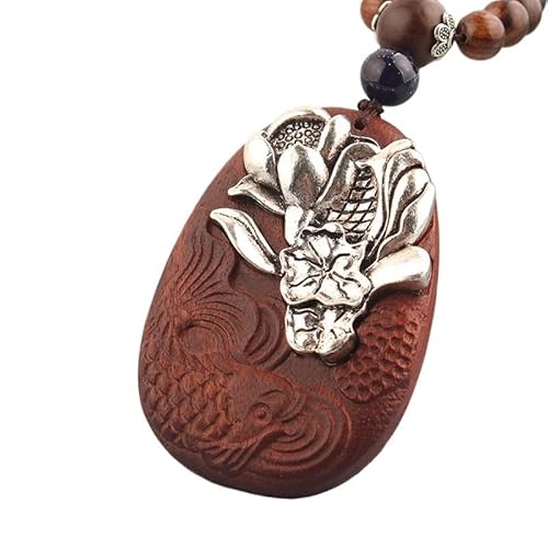 HUFFA National Wind Retro-Holzperlenkette for Damen | Lange Pulloverkette mit Sandelholzanhänger | Accessoires im Bohemian-Stil(BumperHarvest) von HUFFA