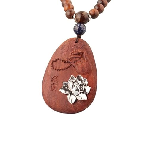 HUFFA National Wind Retro-Holzperlenkette for Damen | Lange Pulloverkette mit Sandelholzanhänger | Accessoires im Bohemian-Stil(MeditationRosary) von HUFFA