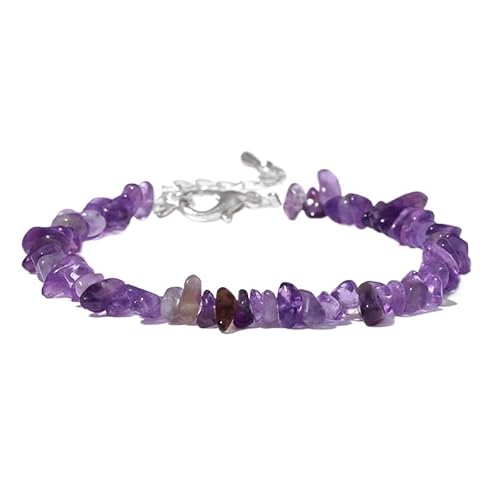 HUFFA Natürliche Amethysten Armband Stein Lila Kristall Perlen Armbänder Einstellbar Armreif for Frauen Schmuck(Type 1) von HUFFA