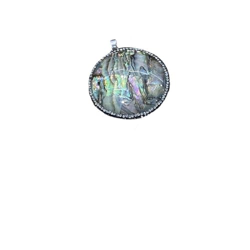 HUFFA Natürlicher Abalone-Diamant-Anhänger – 48 mm runder Muschelrand-Anhänger for selbstgemachte Halsketten und Ohrring-Zubehör von HUFFA