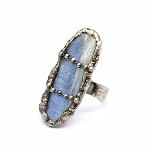 HUFFA Natürlicher schwarzer Turmalin-Steinring | Blauer Kristall-Amorph-Schmuck for Schutz und Stil(BlueCrystal) von HUFFA