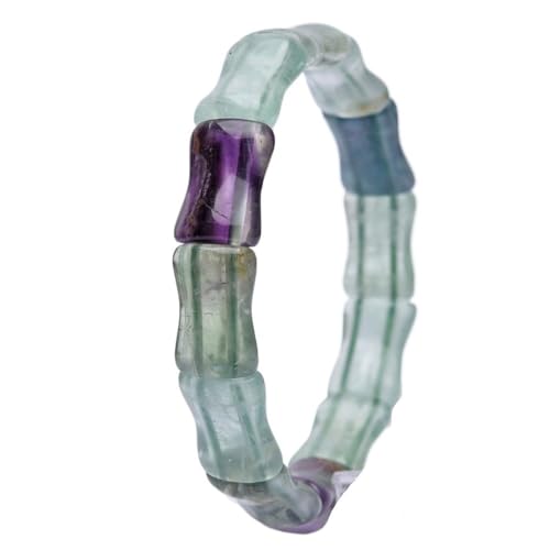 HUFFA Natursteinarmband mit Amethyst und Fluorit – Unisex-Armband mit rosa Sakura-Kristall for Damen und Herren(Fluoritebamboosection) von HUFFA