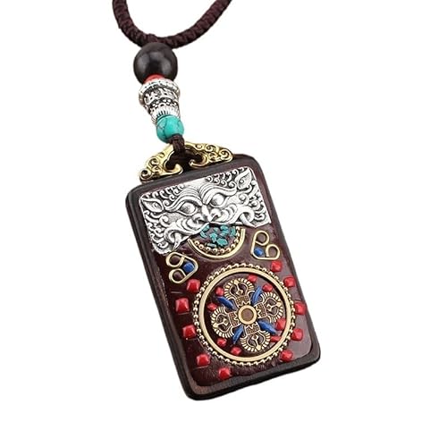 HUFFA Nepal Ping An Cross Vajra Pestle Ebenholz Pullover Kette Halskette for Frauen - Einzigartiger handgefertigter Schmuck(Auspiciouscloudsand) von HUFFA