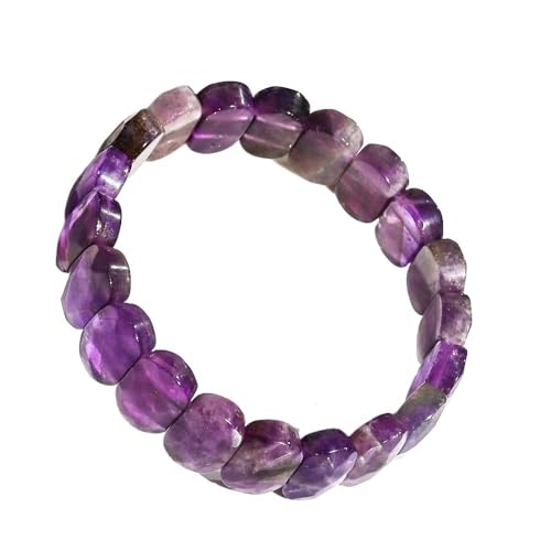 HUFFA Ovales Armband mit natürlichem Kristallfacetten - Mondscheinstein & Tigerauge - Handgefertigter Schmuck aus weißem Kiefernstein(Amethyst) von HUFFA