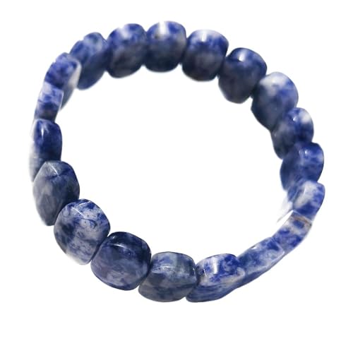 HUFFA Ovales Armband mit natürlichem Kristallfacetten - Mondscheinstein & Tigerauge - Handgefertigter Schmuck aus weißem Kiefernstein(Bluedotjade) von HUFFA