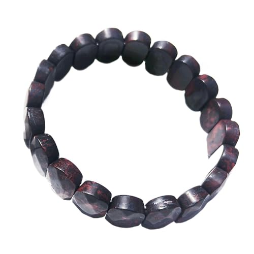 HUFFA Ovales Armband mit natürlichem Kristallfacetten - Mondscheinstein & Tigerauge - Handgefertigter Schmuck aus weißem Kiefernstein(FlowerRedStone) von HUFFA