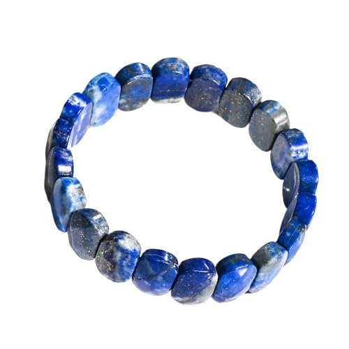 HUFFA Ovales Armband mit natürlichem Kristallfacetten - Mondscheinstein & Tigerauge - Handgefertigter Schmuck aus weißem Kiefernstein(Lapislazul) von HUFFA