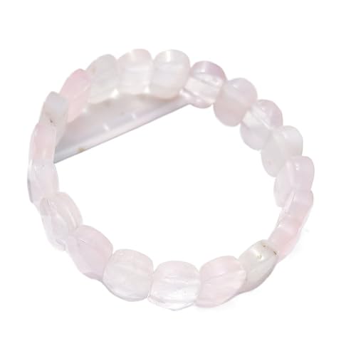 HUFFA Ovales Armband mit natürlichem Kristallfacetten - Mondscheinstein & Tigerauge - Handgefertigter Schmuck aus weißem Kiefernstein(PinkCrystal) von HUFFA