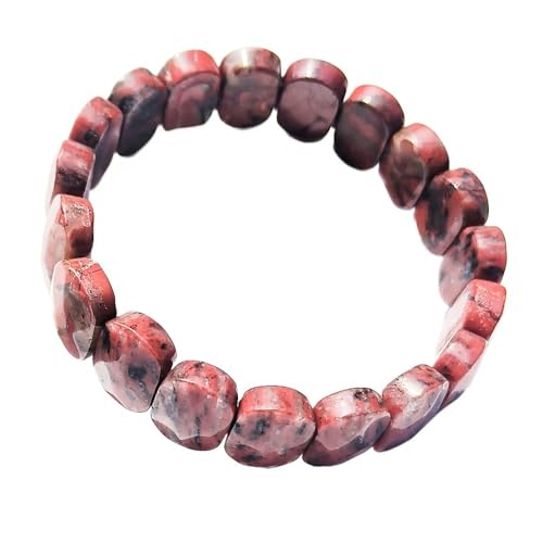 HUFFA Ovales Armband mit natürlichem Kristallfacetten - Mondscheinstein & Tigerauge - Handgefertigter Schmuck aus weißem Kiefernstein(SesameStone) von HUFFA