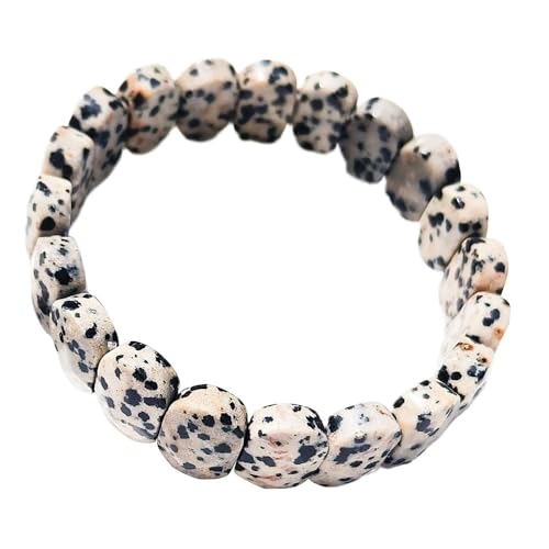 HUFFA Ovales Armband mit natürlichem Kristallfacetten - Mondscheinstein & Tigerauge - Handgefertigter Schmuck aus weißem Kiefernstein(Spotstone) von HUFFA