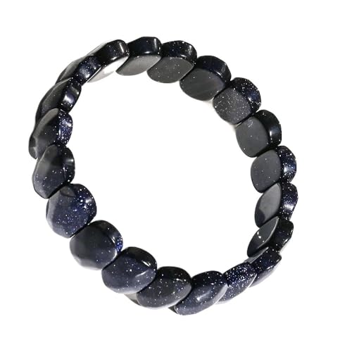 HUFFA Ovales Armband mit natürlichem Kristallfacetten - Mondscheinstein & Tigerauge - Handgefertigter Schmuck aus weißem Kiefernstein(Syntheticbluesandstone) von HUFFA