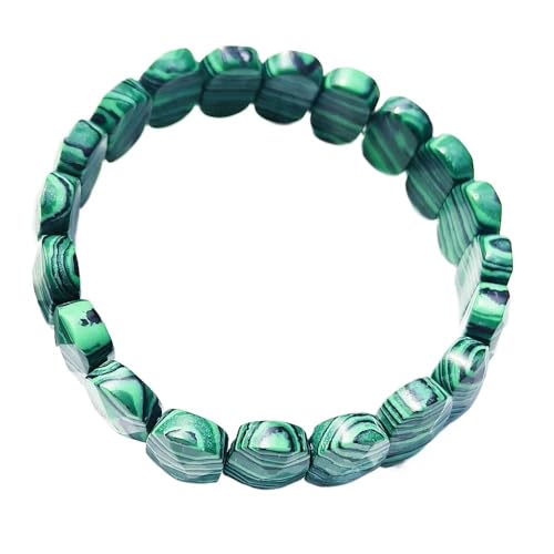 HUFFA Ovales Armband mit natürlichem Kristallfacetten - Mondscheinstein & Tigerauge - Handgefertigter Schmuck aus weißem Kiefernstein(Syntheticmalachite) von HUFFA