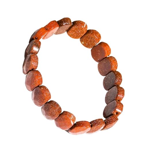 HUFFA Ovales Armband mit natürlichem Kristallfacetten - Mondscheinstein & Tigerauge - Handgefertigter Schmuck aus weißem Kiefernstein(Syntheticsandstone) von HUFFA