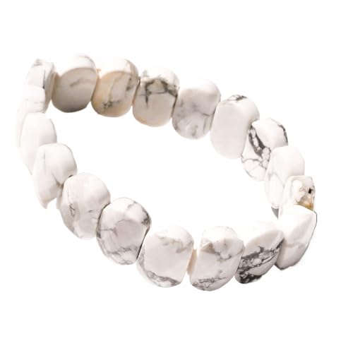 HUFFA Ovales Armband mit natürlichem Kristallfacetten - Mondscheinstein & Tigerauge - Handgefertigter Schmuck aus weißem Kiefernstein(Whitepinestone) von HUFFA